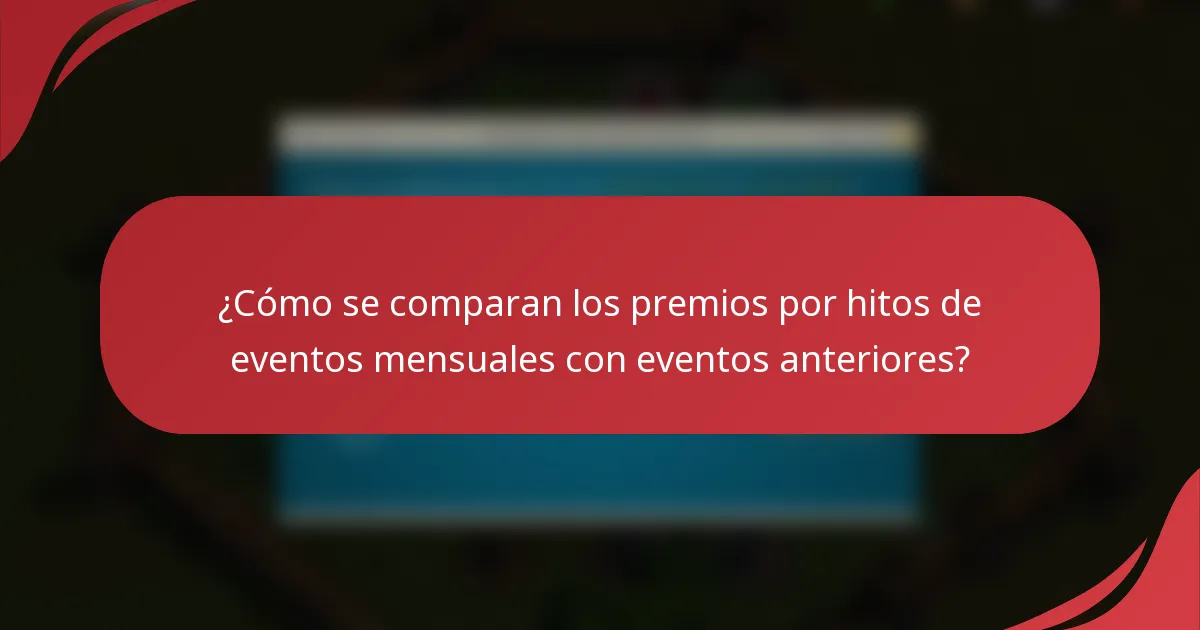 ¿Cómo se comparan los premios por hitos de eventos mensuales con eventos anteriores?