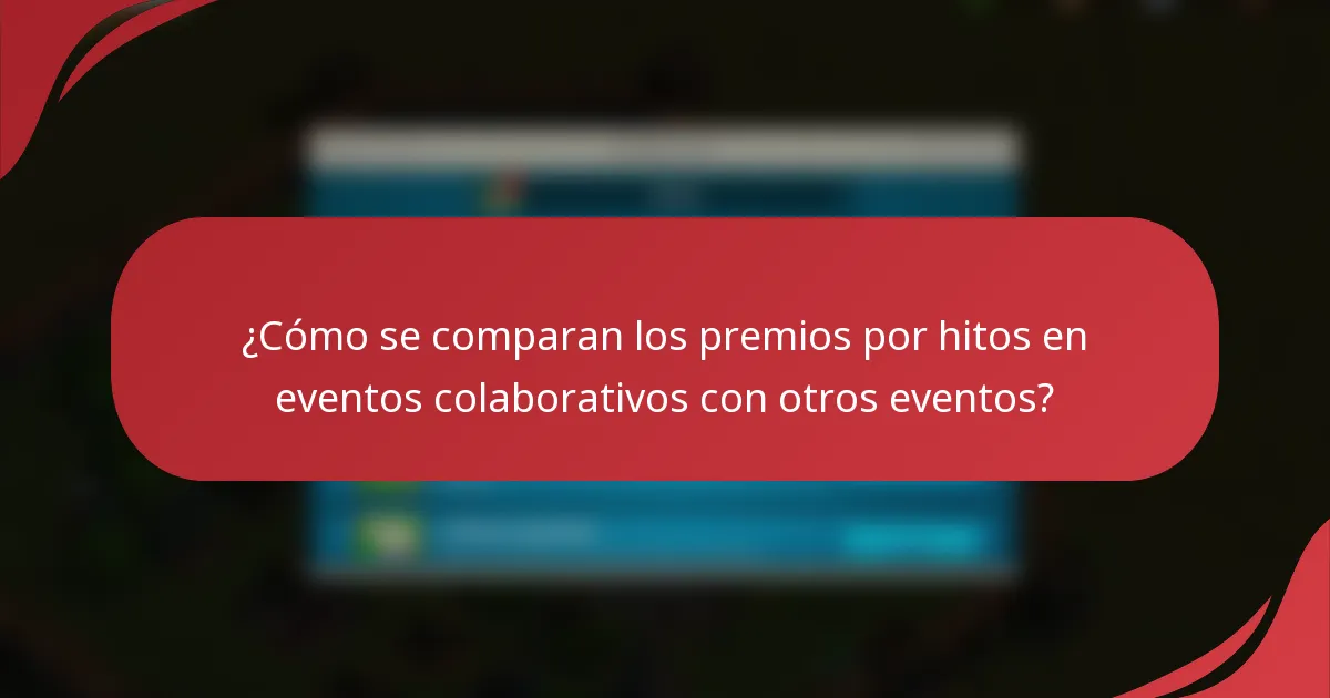 ¿Cómo se comparan los premios por hitos en eventos colaborativos con otros eventos?
