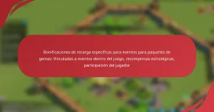 Bonificaciones de recarga específicas para eventos para paquetes de gemas: Vinculadas a eventos dentro del juego, recompensas estratégicas, participación del jugador